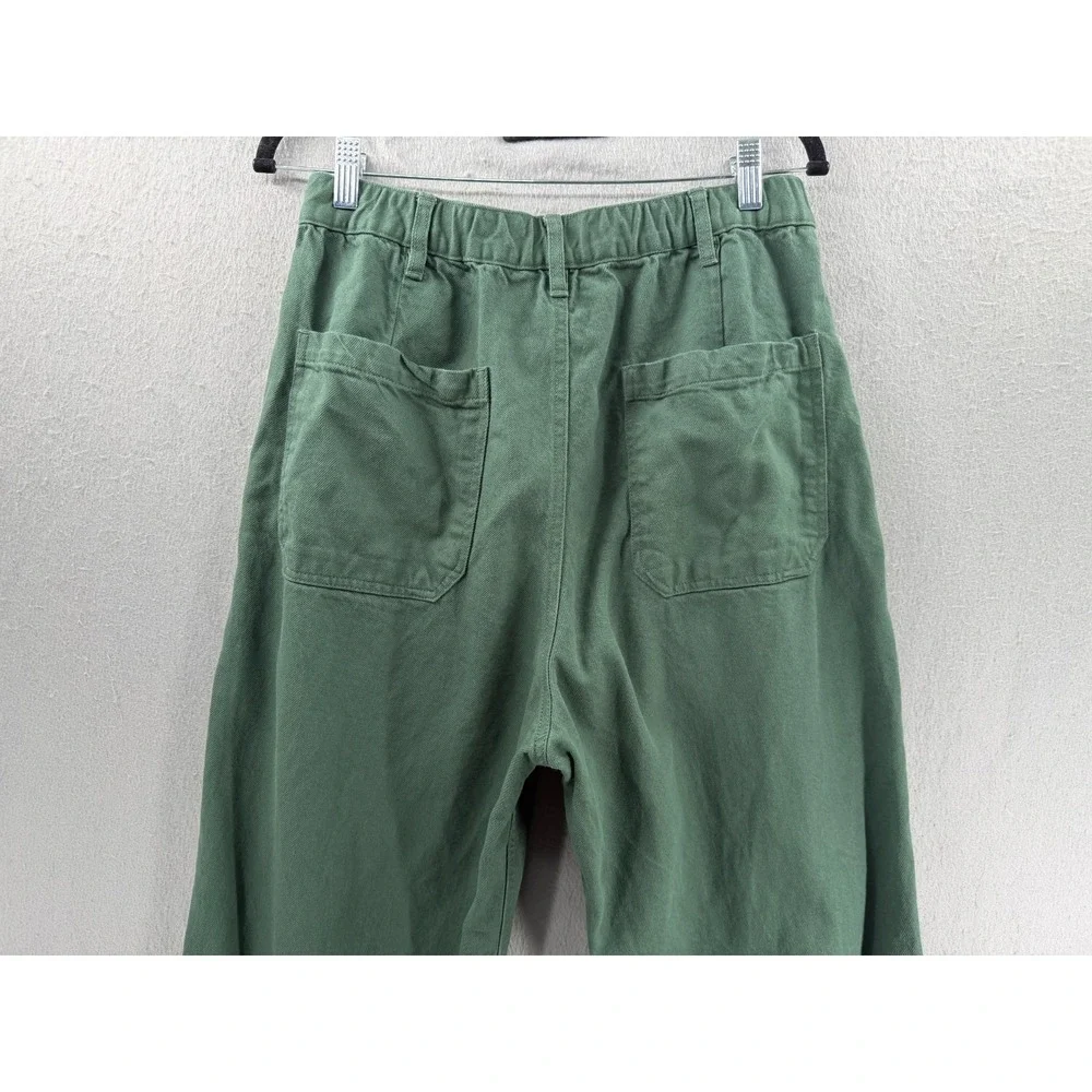 Muji Pants Womens M Green Kapok Pleated High-Waist Trousers Tapered Minimalist - Picture 6 of 13